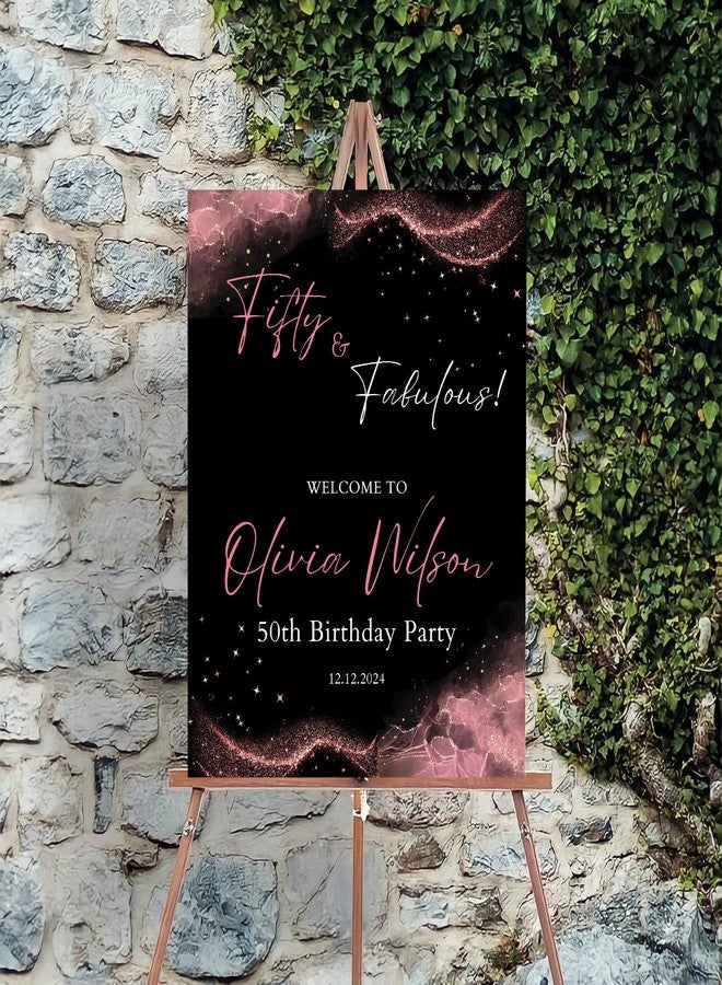 Theme My Party 50th Birthday Customised Welcome Board | Welcome Signage for 50th Birthday Party | Personalized Welcome Sign Board for 50th or Miletsone Birthday - Image 2